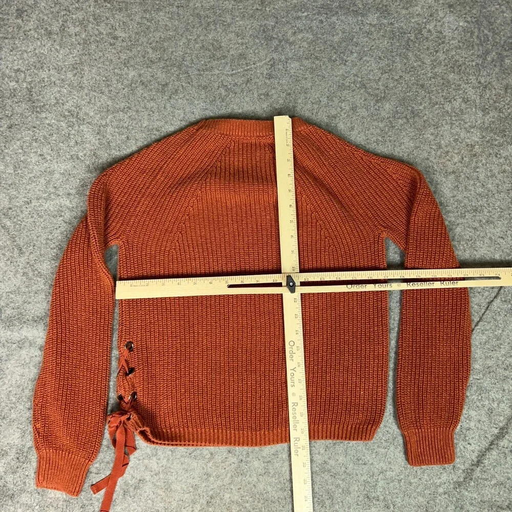 Sundance Womens‎ Sweater Extra Small Orange Ribbed Side Lace Up Boho Cozy Fall